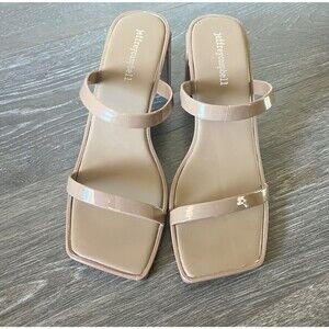 Jeffrey Campbell Sandals Women's Size 9 Tan Beige Jamm-3 Jelly Slide Block Heels